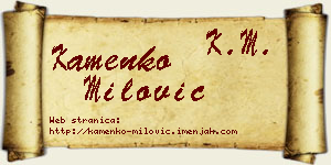 Kamenko Milović vizit kartica